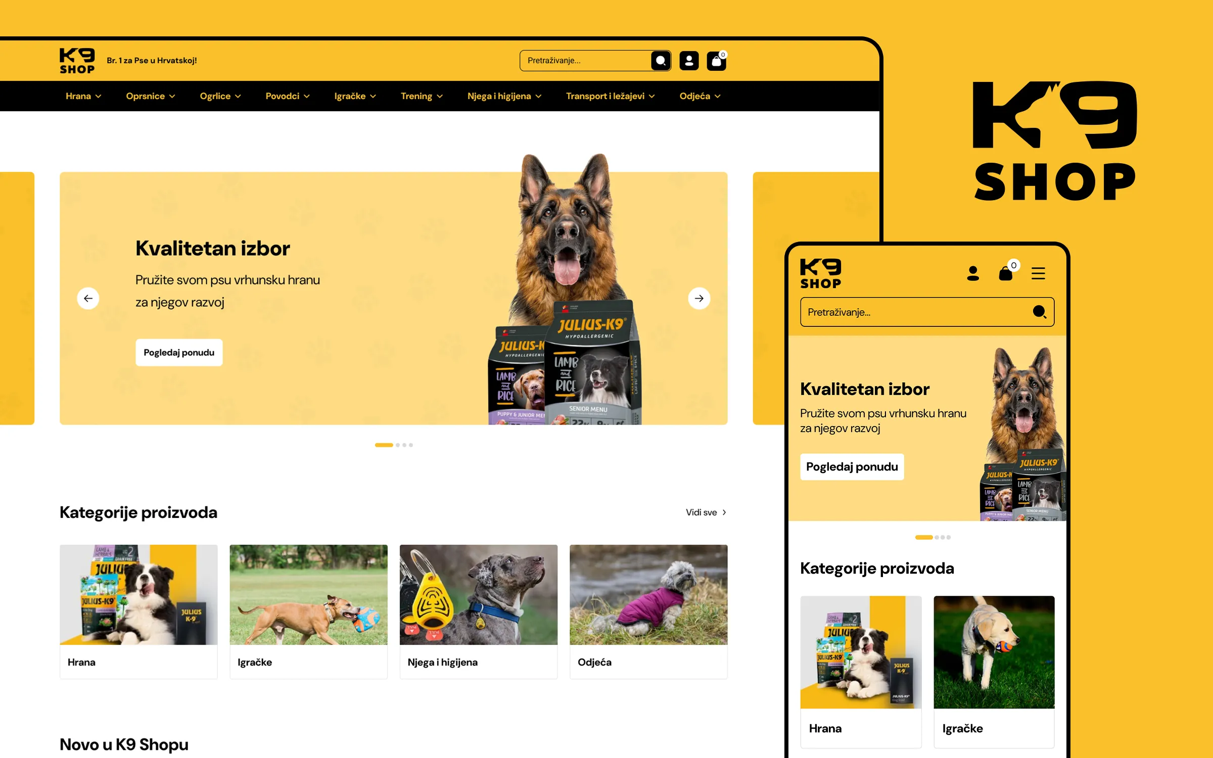 K9 Shop webshop na desktopu i mobitelu